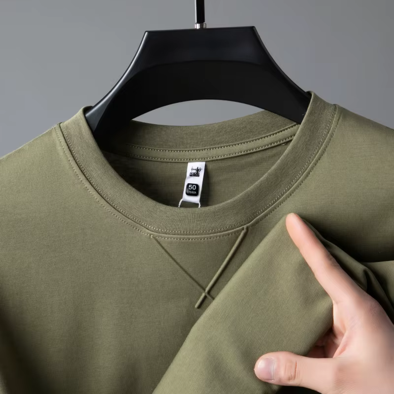 T-shirt de luxe pour homme à manches courtes, respirant, col rond, couleur unie, nouvelle collection