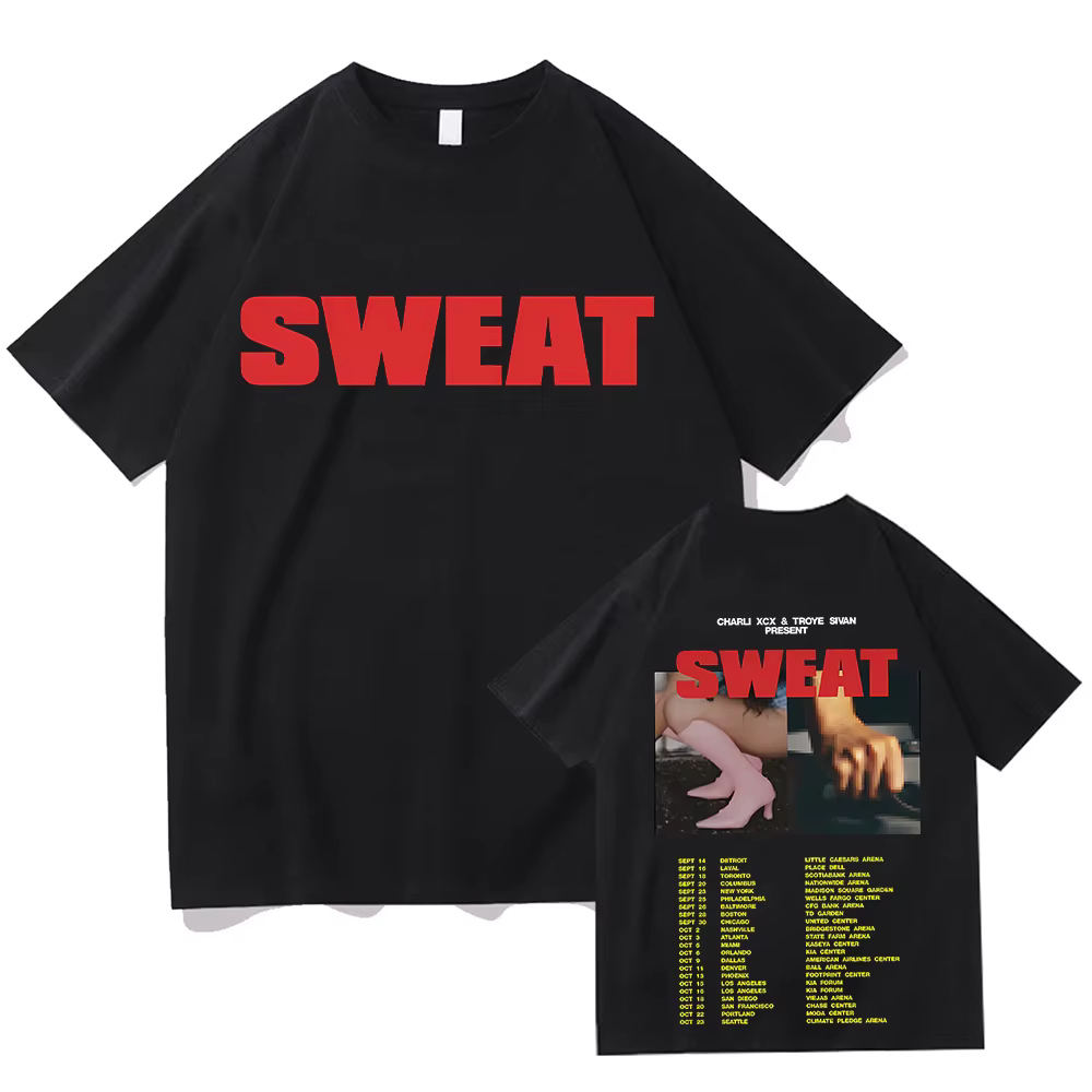 Sweat Tour avec Charli XCX et Troye Sivan T-shirts deux côtés surdimensionnés coton T-shirts mode fe