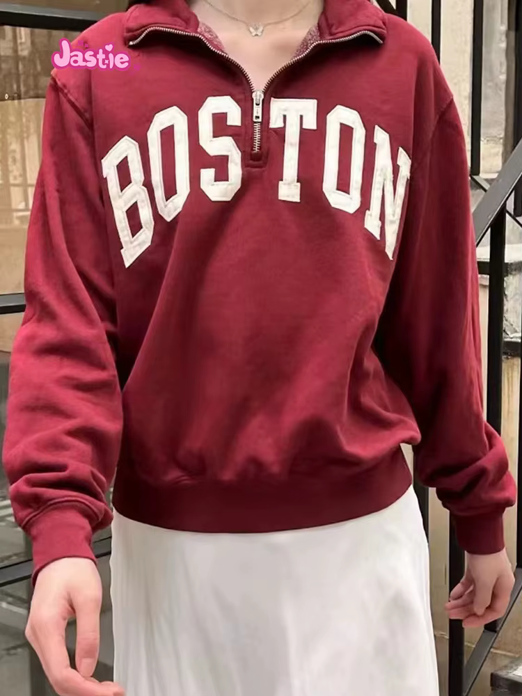 Sweat à Capuche en Coton pour Femme, Vêtement Décontracté, avec Lettres Imprimées, Fermeture Éclair,