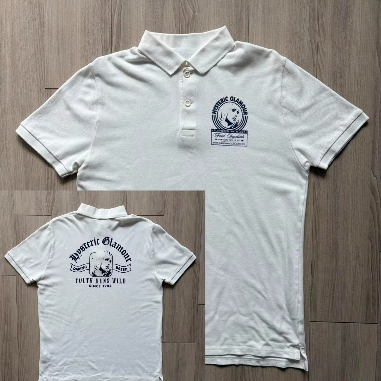 Polo imprimé Hysteric Glamour Y2K, polo pour homme, polo d'été, style rétro américain, minimaliste e