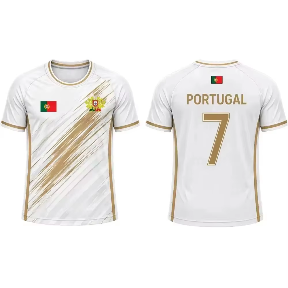 Maillot de football Portugal 2026 pour hommes, femmes et enfants – T-shirt rayé imprimé 3D respirant