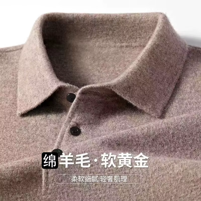 Polo pour hommes, doux, léger, chaud, tricoté, luxe, Simple, boutonné, pull à revers, vêtements d'af