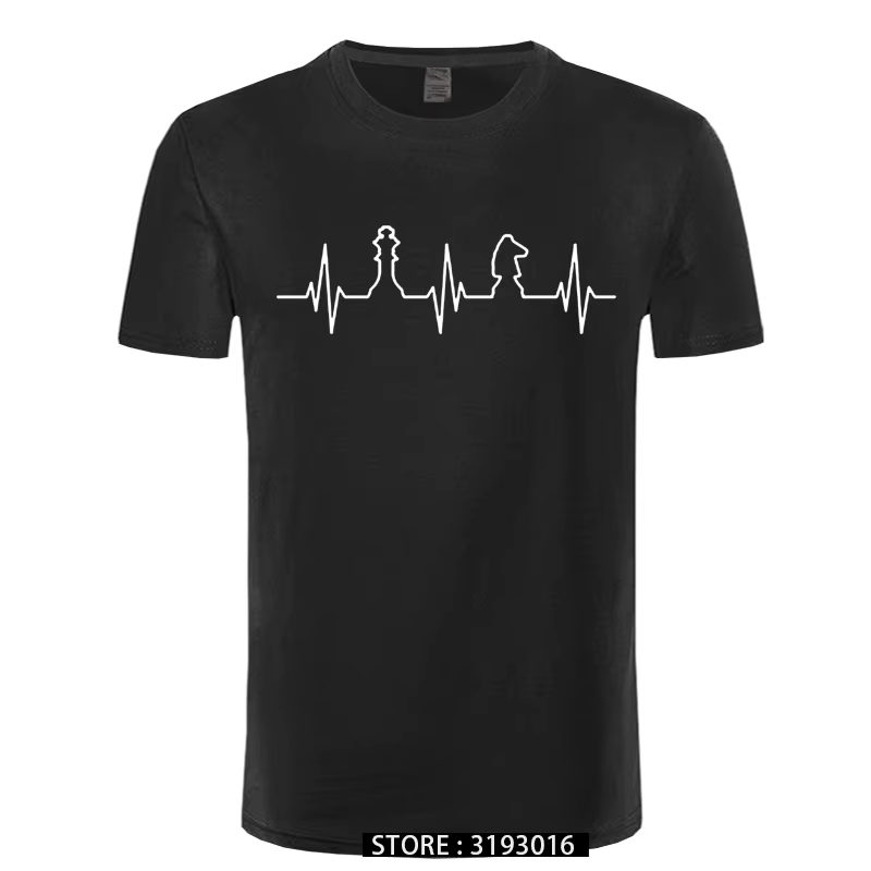 Battement de coeur d'échecs t-shirt homme à manches courtes hommes Cool amour jouant des échecs T-sh