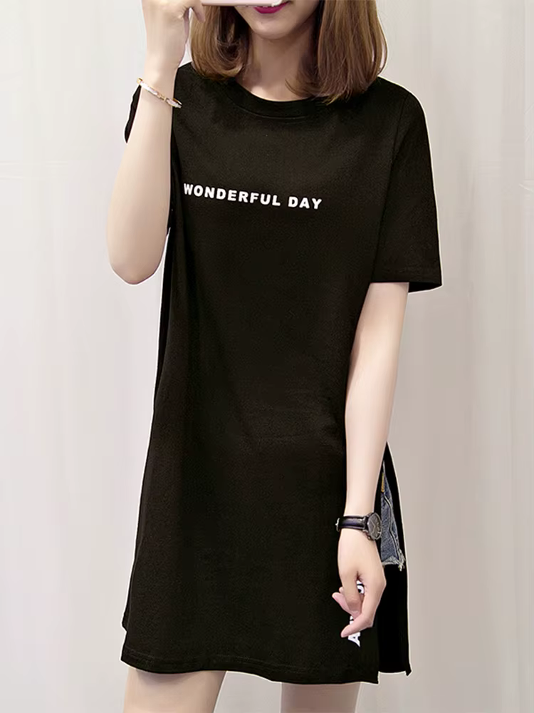 T-shirt manches courtes femme, ample, ample, en coton, imprimé jour de merveilles, été