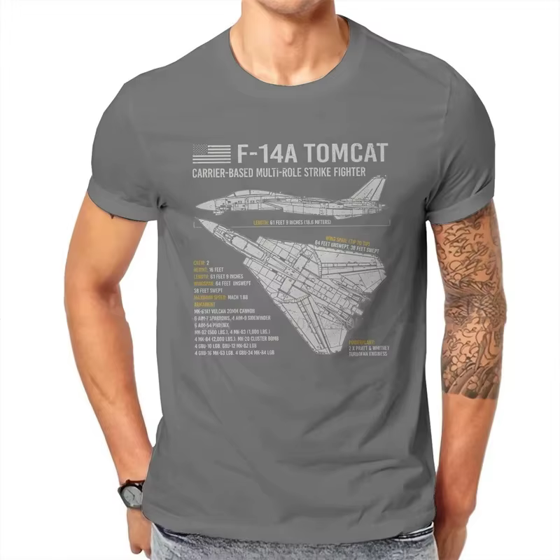 T-shirt à col rond pour hommes, "Top Gun: Maverick" F-14 Tomcat Fighter Jet, plan de l'armée de l'ai