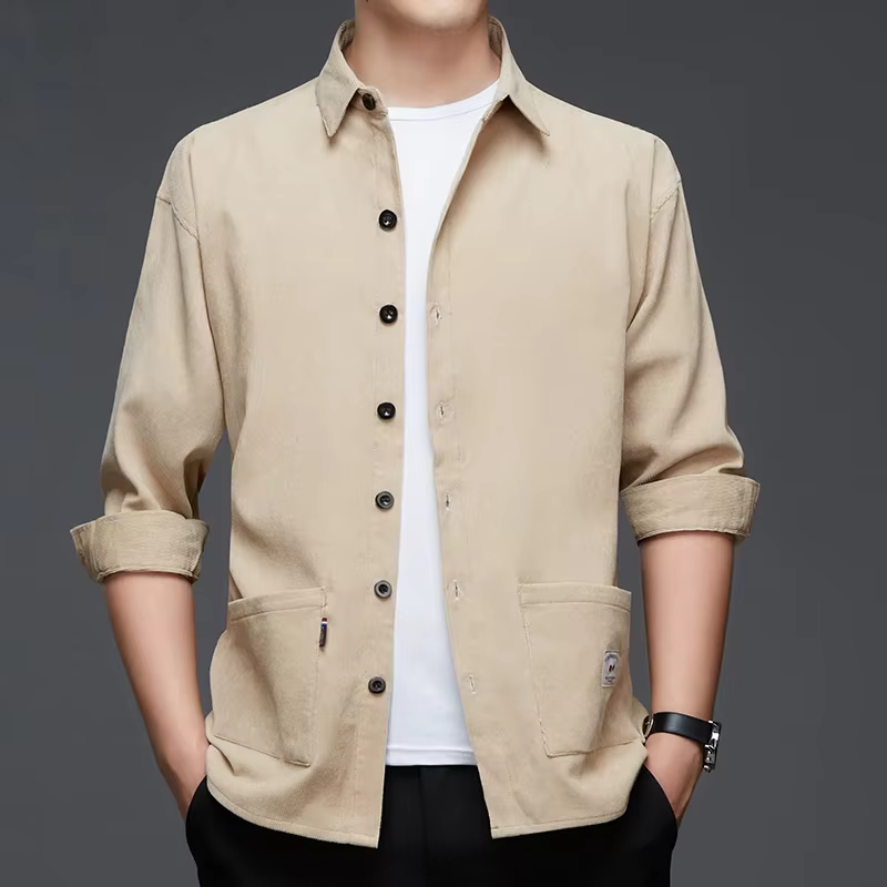 Chemise de travail à manches longues pour hommes, haut polyvalent, confortable, respirant, document