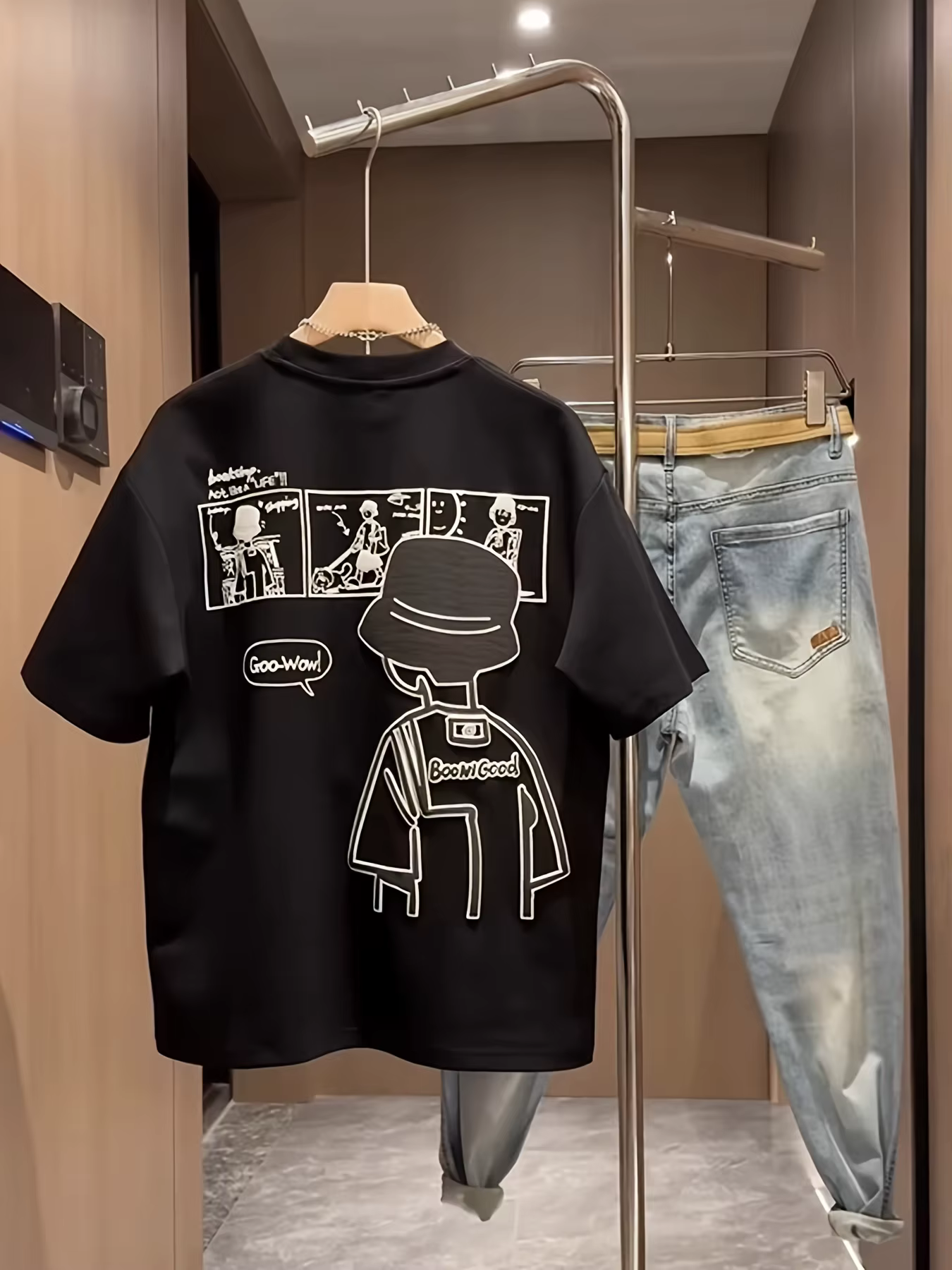 T-shirt décontracté pour homme 100% coton à manches courtes avec col rond, design tendance, polyvale