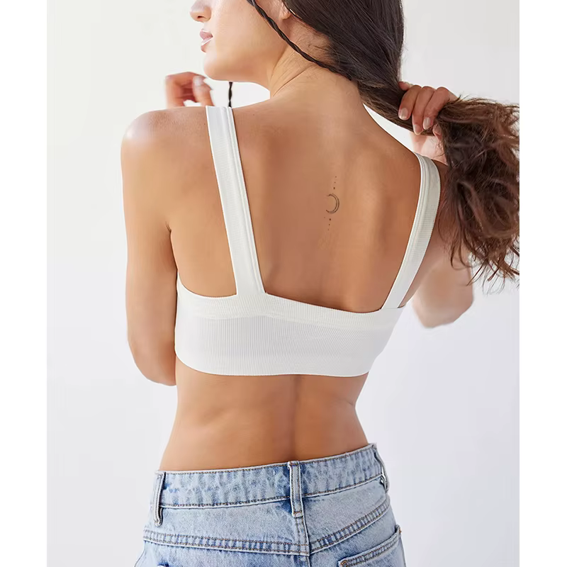 Haut tubulaire en coton tricoté pour femmes, extensible, côtelé, sans manches, Streetwear, Slim, bla