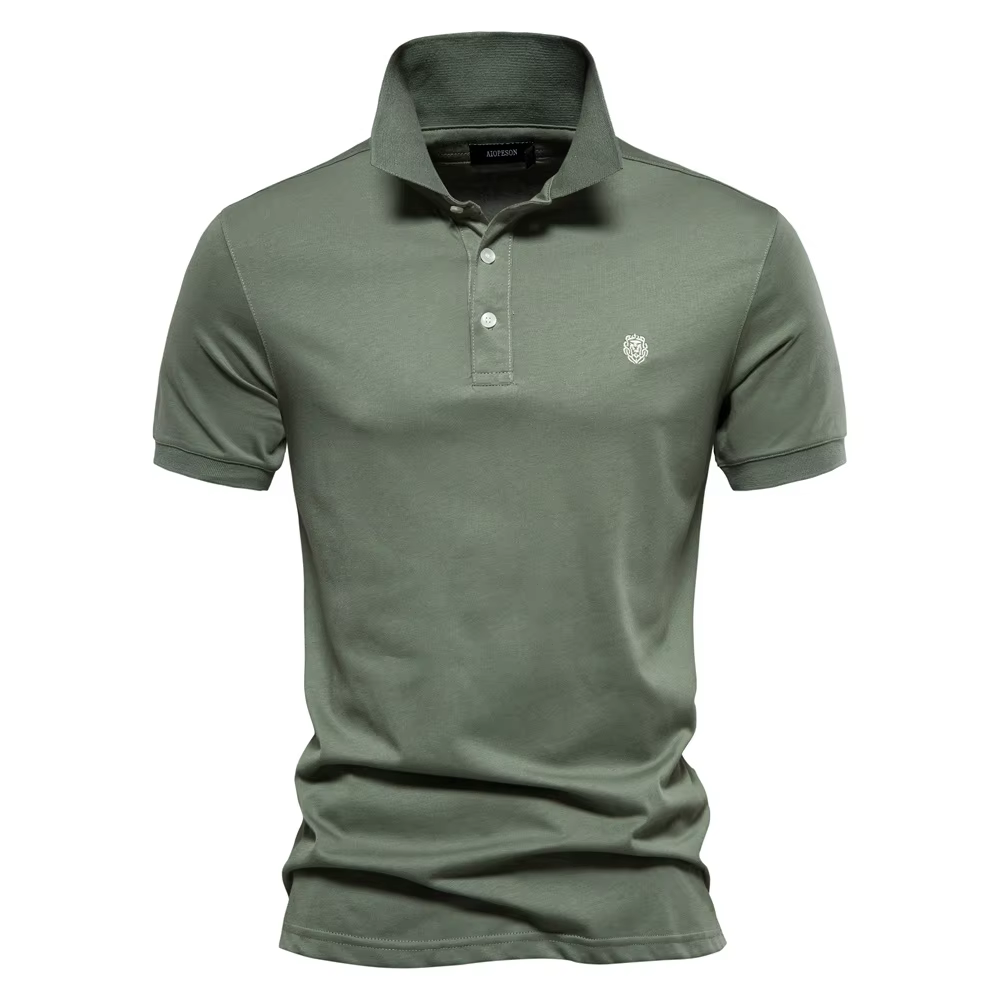 AIOPESON 100% coton broderie hommes polos couleur unie à manches courtes Polos pour hommes nouvelle 