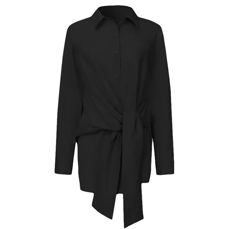 Chemise à manches longues en coton pour femmes, chemisiers à boutons blancs, dame de bureau élégante