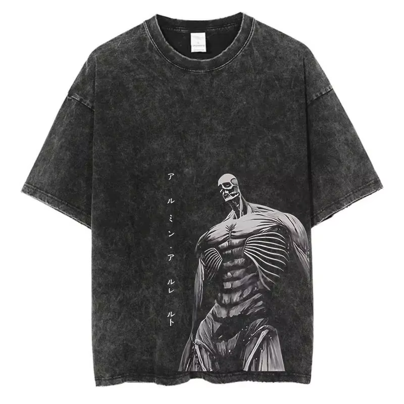 2025 hommes femmes Anime attaque sur Titan t-shirts Vintage lavé t-shirt Harajuku surdimensionné cot
