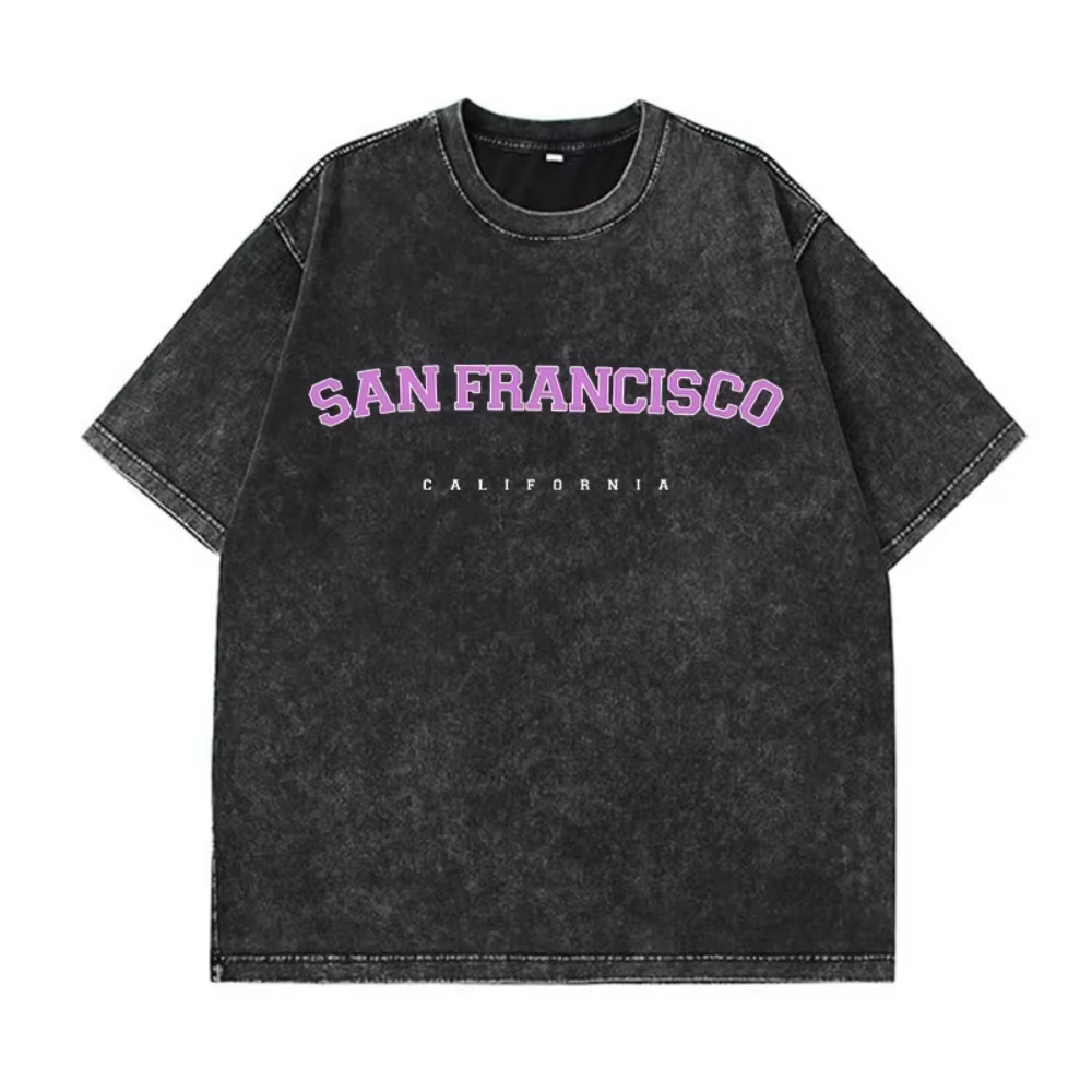 T-shirt American Street avec texte « Los Angeles » et imprimé voiture rose, tee-shirt graphique vint