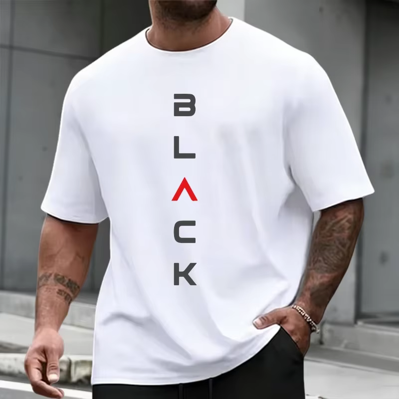 Ensemble T-shirt et short imprimé lettres noires pour homme – Tenue décontractée sportive d'été à ma