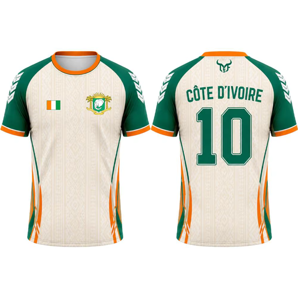 Nouveau t-shirt en jersey imprimé drapeau de la Côte d'Ivoire, t-shirt de football respirant pour sp