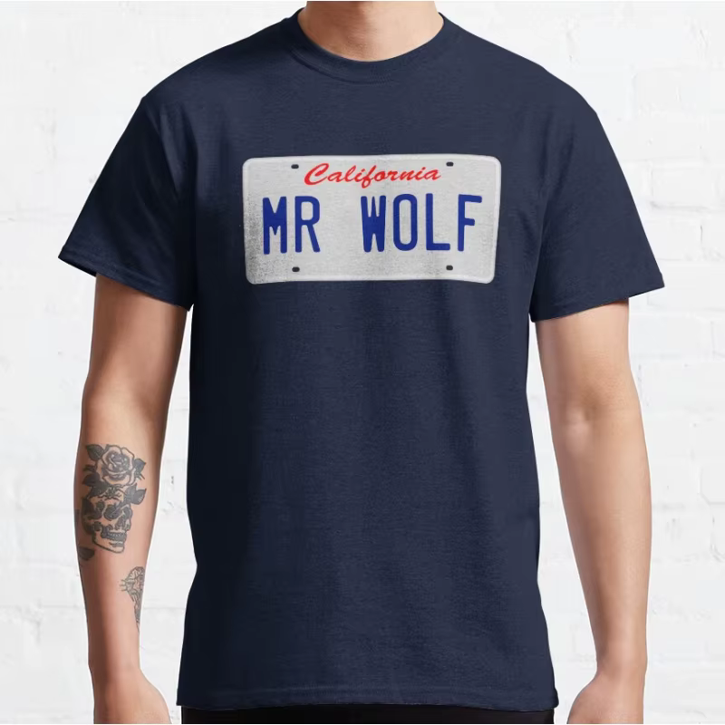 M. Wolf 80s film vintage Pulp fiction T-shirt à manches courtes et col rond pour hommes grande taill