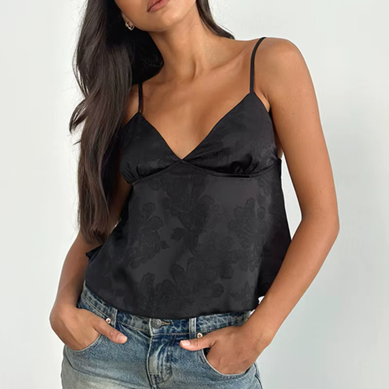 Femmes Satin Camisole Sexy haut court mode Streetwear Camis été ample réservoirs décontractés été Bl