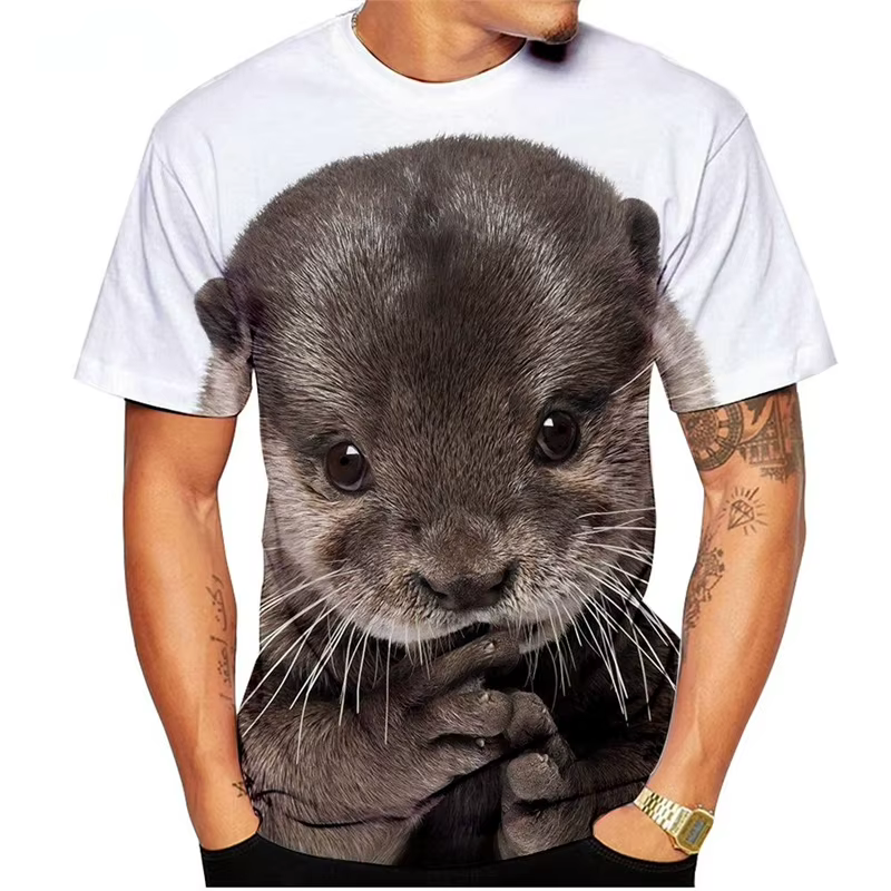 T-shirt manches courtes pour homme et femme, estival et décontracté, à la mode, avec animaux drôles 