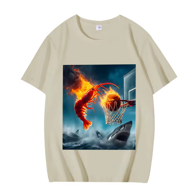 Crevettes Dunking on Shark graphique t-shirt rétro pêche Meme t-shirt femmes à manches courtes été h