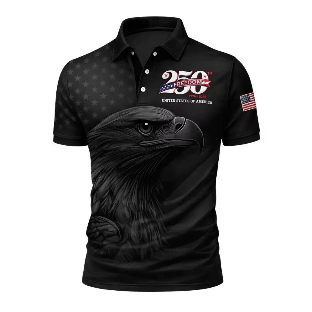 Polo de golf patriotique d'Amérique pour le 250e anniversaire, avec drapeau américain, T-shirt de sp
