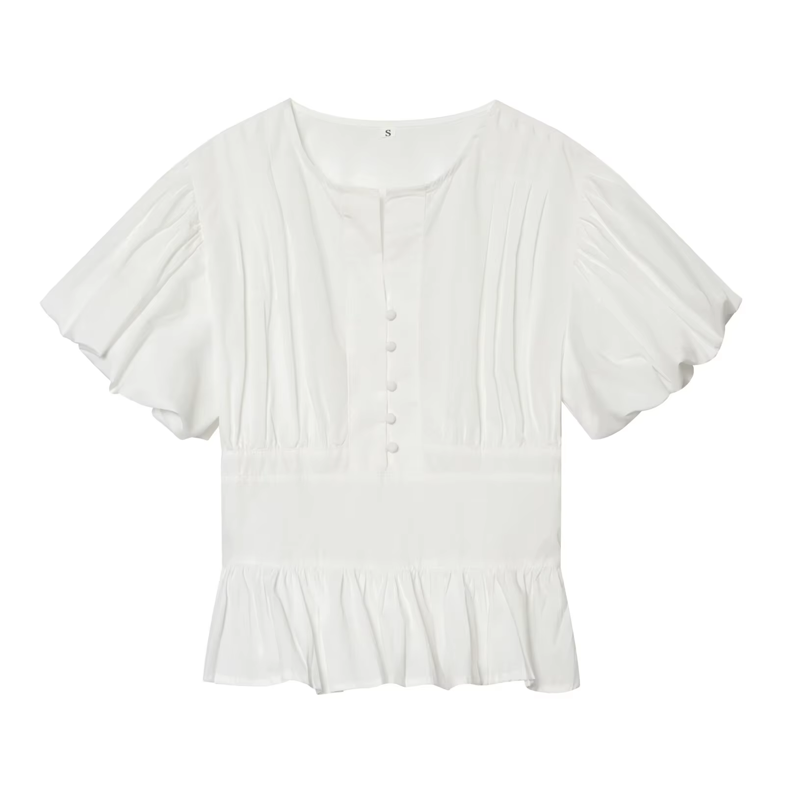 Chemisier à manches bouffantes pour femme, Nouvelle collection Printemps-Été 2026, Style vintage sim