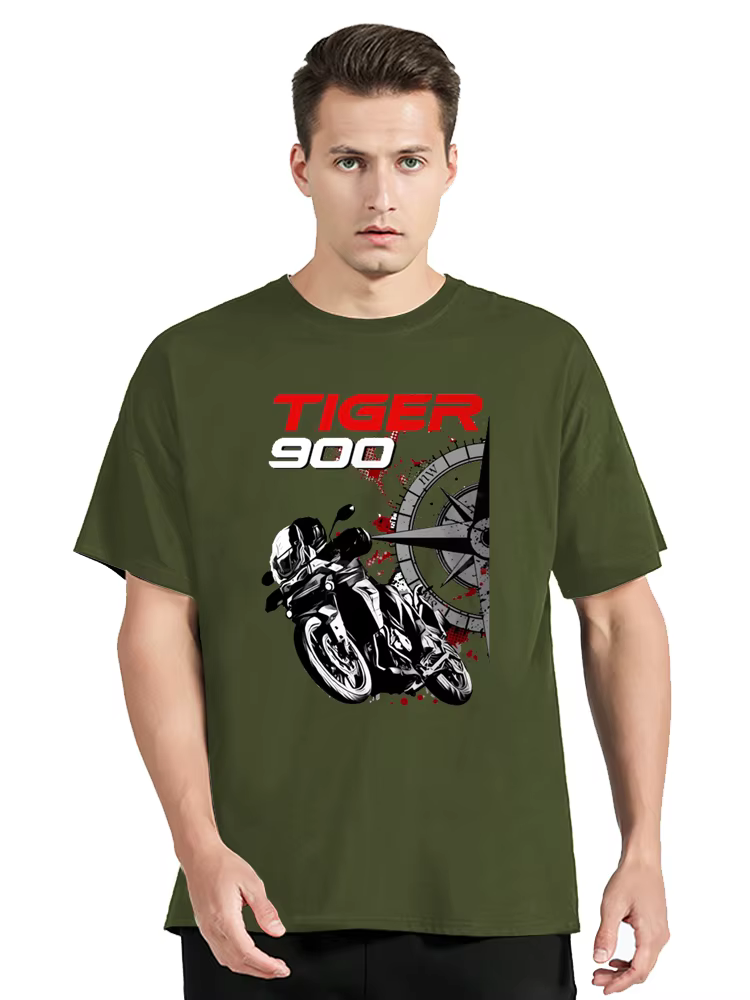 Tiger-T-shirt en coton pour homme, Streetwear, Vêtements unisexes, Hipwear, Hipwear, Big Trail, Moto