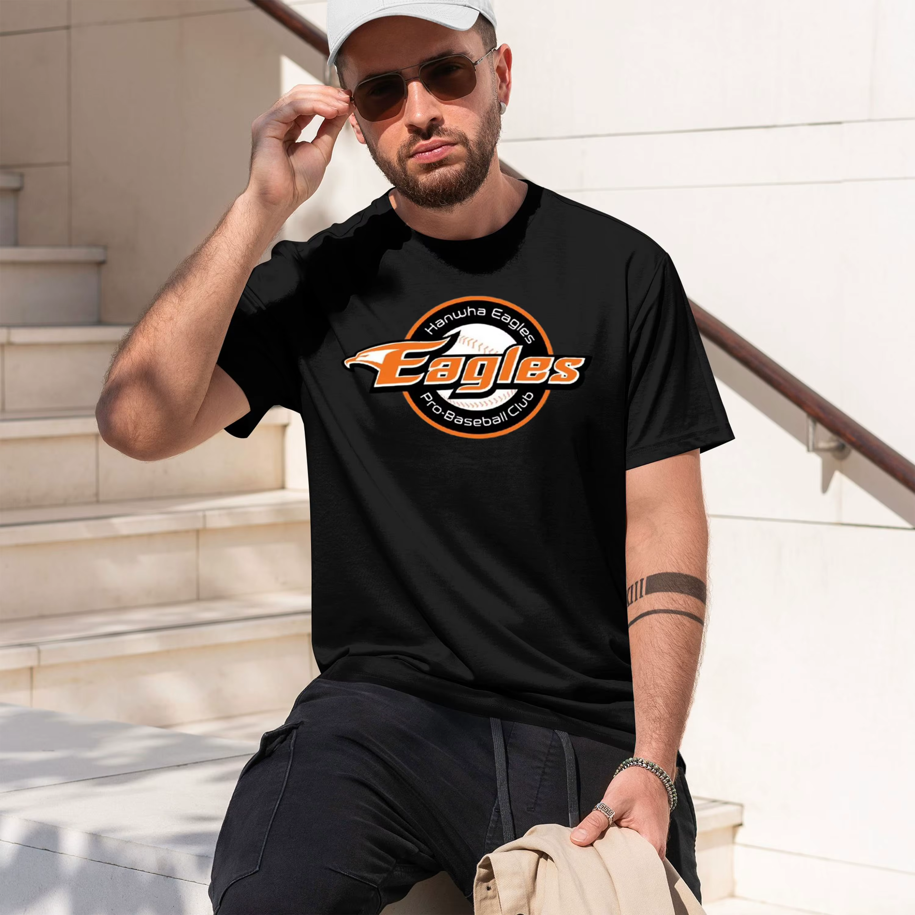 T-shirt à col rond pour homme et femme, avec logo du club de baseball Hanwha Pro, emblème de l'équip