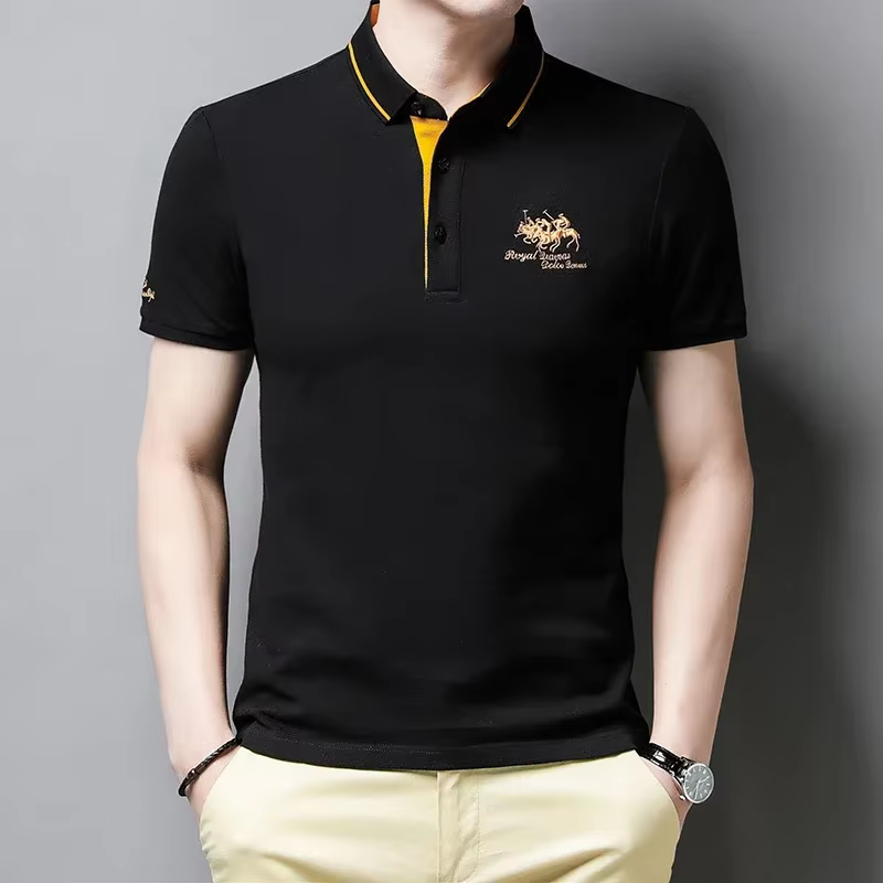 POLO à manches courtes pour hommes, brodé, décontracté, à la mode, haut confortable d'été