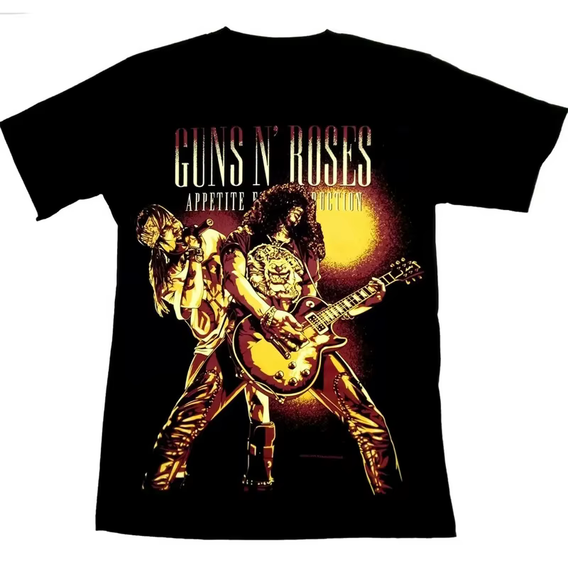T-shirt à manches courtes Guns N' Roses 2026 pour hommes et femmes, style gangsters européens et amé