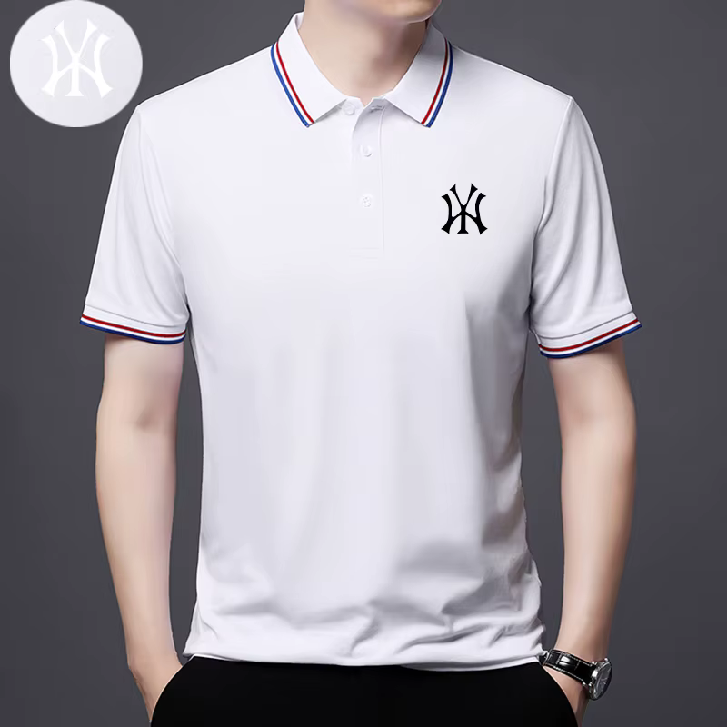 Polo pour homme avec logo brodé exquis sur la poitrine, style estival cool, business et décontracté,