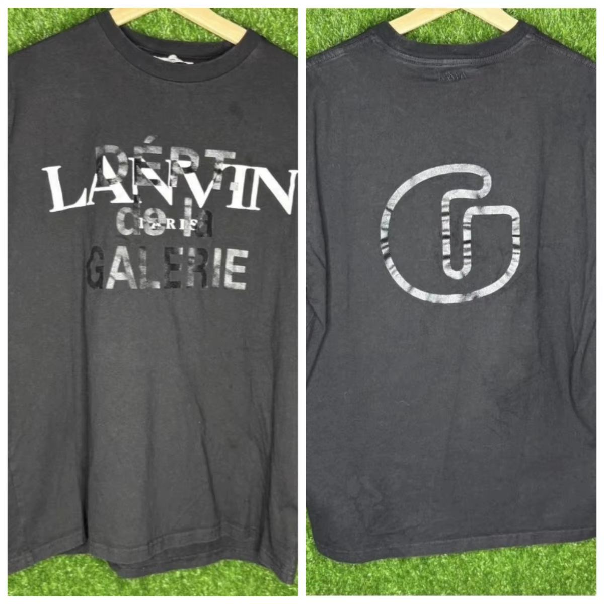 T-shirt en coton à col rond avec logo graphique noir pour homme Lanvin x Gallery Dept, taille L ﻿
