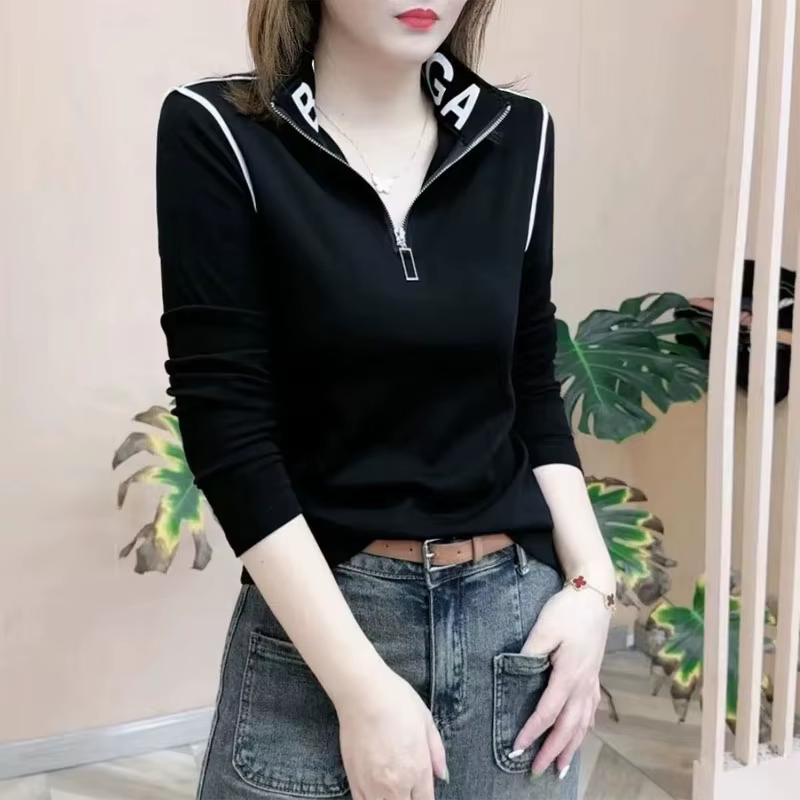 T-shirt Slim décontracté de couleur unie, mode ligne brillante, décoration, vêtements pour femmes, p