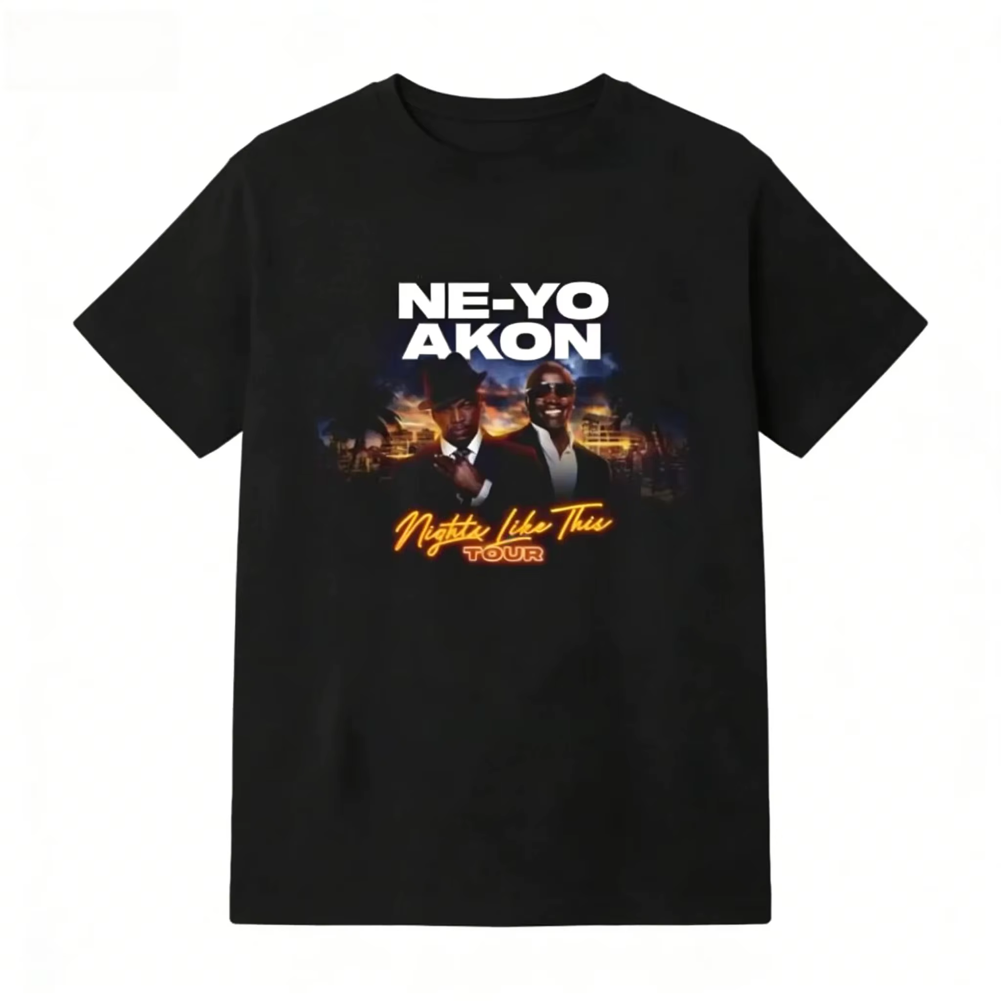 T-shirt Ne Yo Akon 2026 Nouvelle Tournée Night Like This – Haut Décontracté Tendance pour le Quotidi