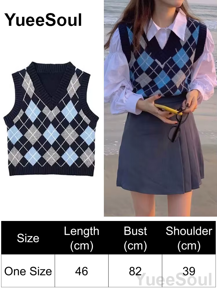 Gilet en tricot bleu pour femmes, sans manches, col en V, pull ample surdimensionné, tricots, décont