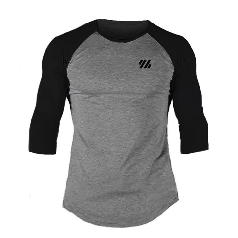 Économie en coton à manches trois-quarts pour hommes, chemises ajustées, vêtements de sport pour la 