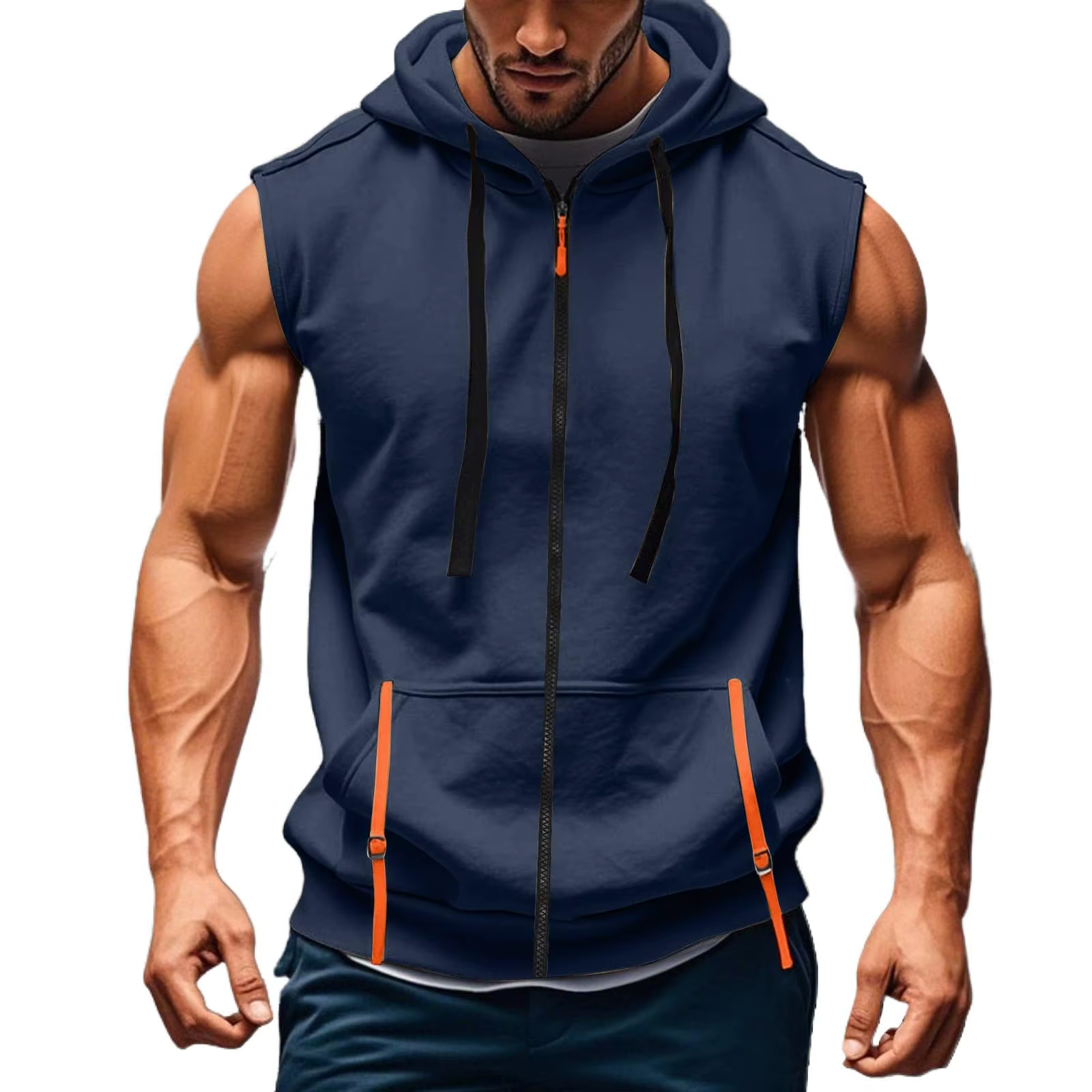 Nouveau Gilet à Capuche Zippé Sans Manches pour Homme 2026 – Débardeur Décontracté de Sport et de Gy