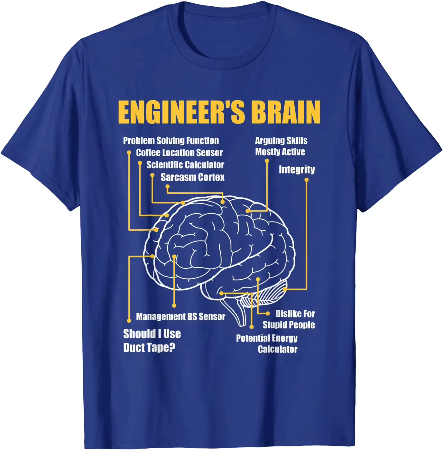 T-shirt en coton pour homme et femme, motif 'Novelty Engineer's Brain meme', coupe oversize ample, c