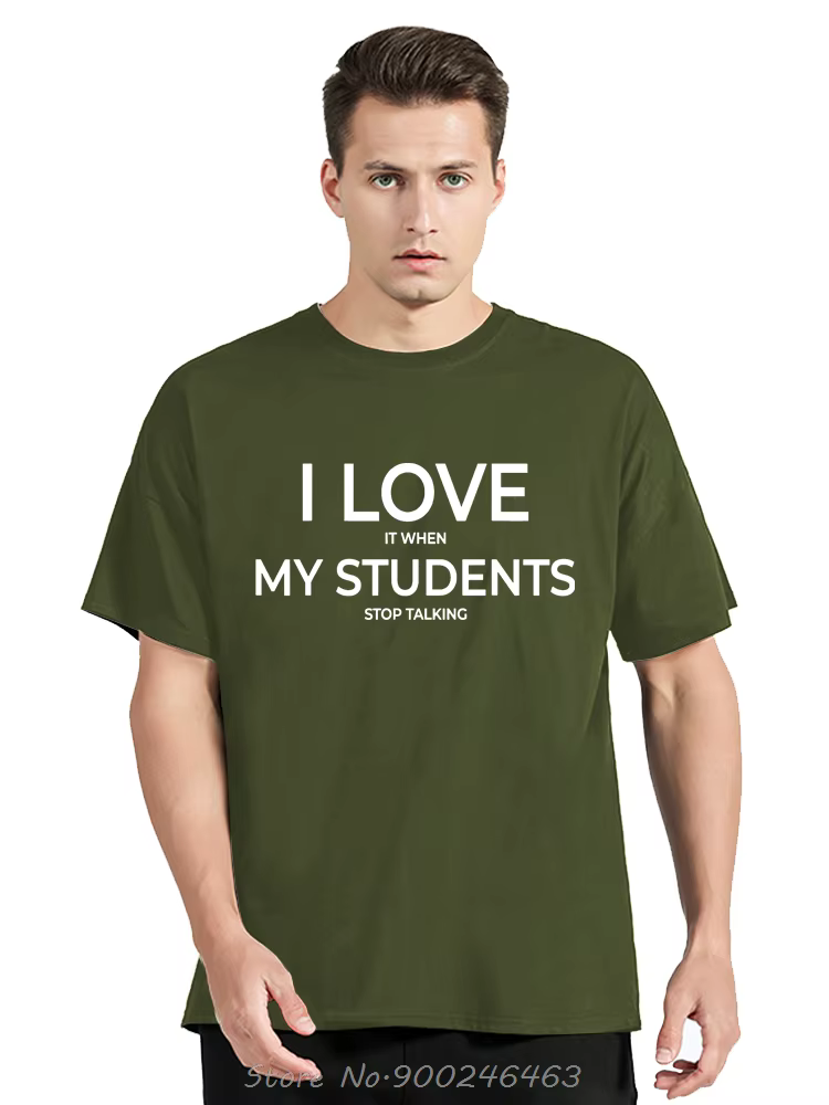 T-shirt manches courtes homme, estival et décontracté, à la mode, je l'aime quand mes étudiants arrê