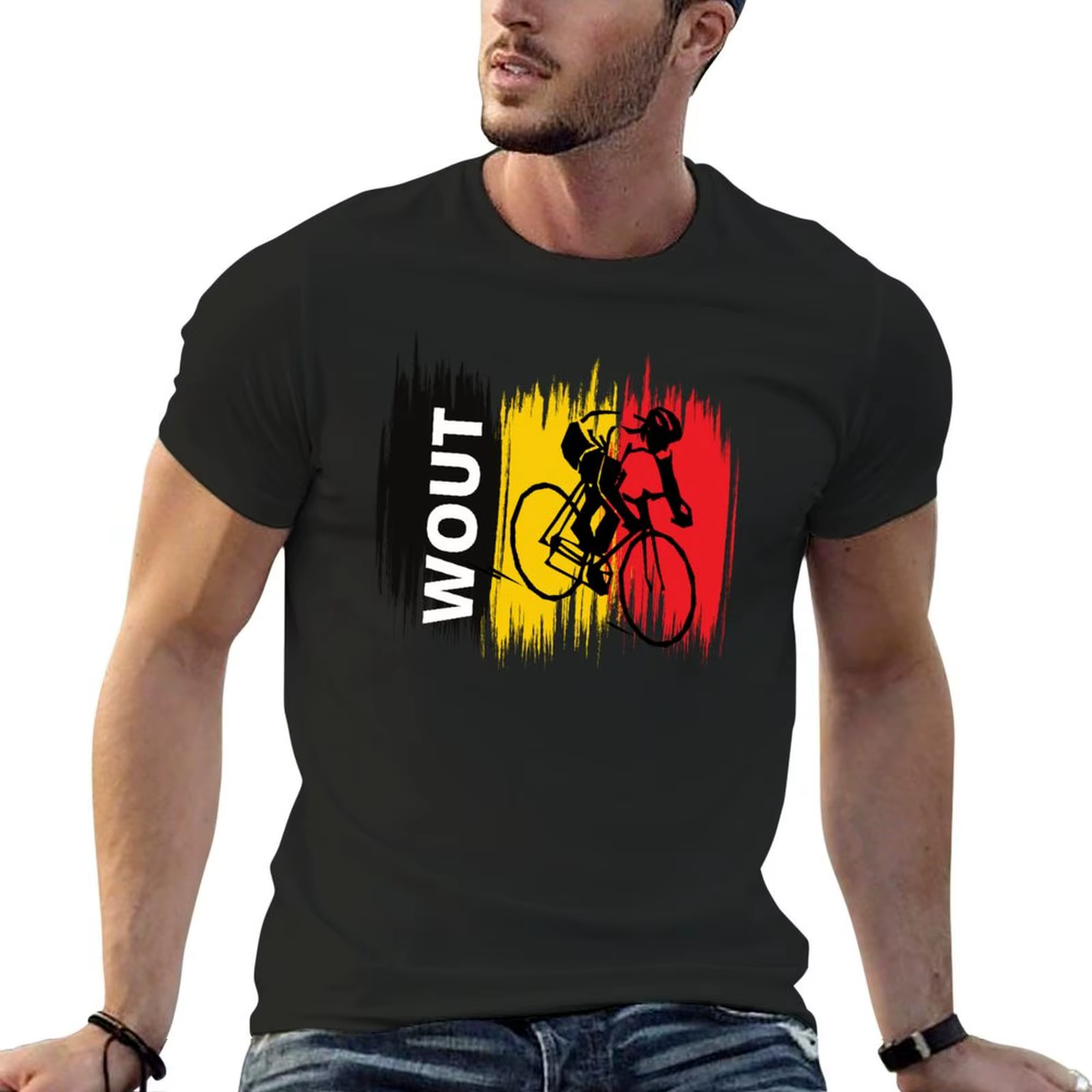T-shirt à manches courtes Wout Van Aert pour hommes, vêtements d'hélicoptère, graphiques vintage, ch