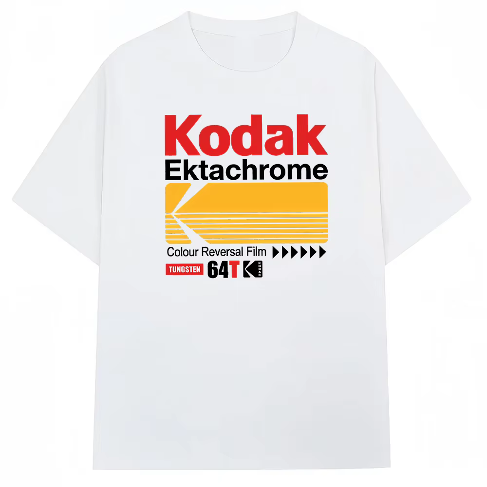 T-shirt homme 100 % coton Kodak Été 2026 pour sports de plein air, streetwear décontracté, couleur u