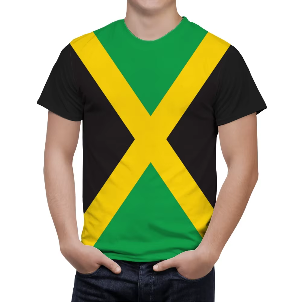 T Shirt Hommes Jamaïque Drapeau Patriotique Sport Graphique T-shirts Famille Mode Hip Hop O-cou À Ma