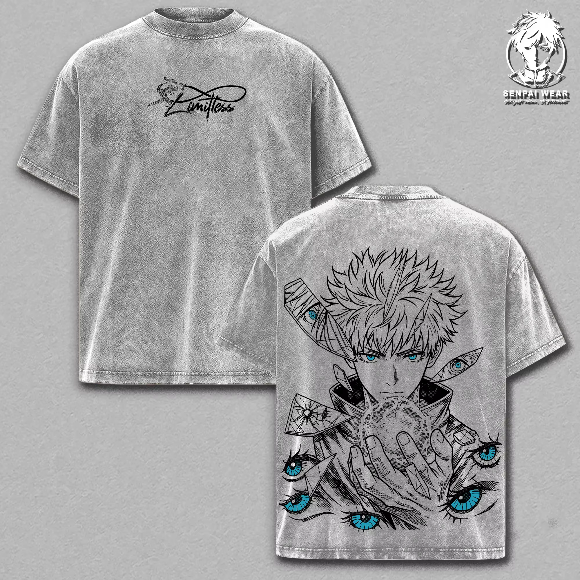 T-shirt Jujutsu Kaisen Gojo Satoru, t-shirt vintage anime, t-shirt délavé pour homme et femme, vêtem