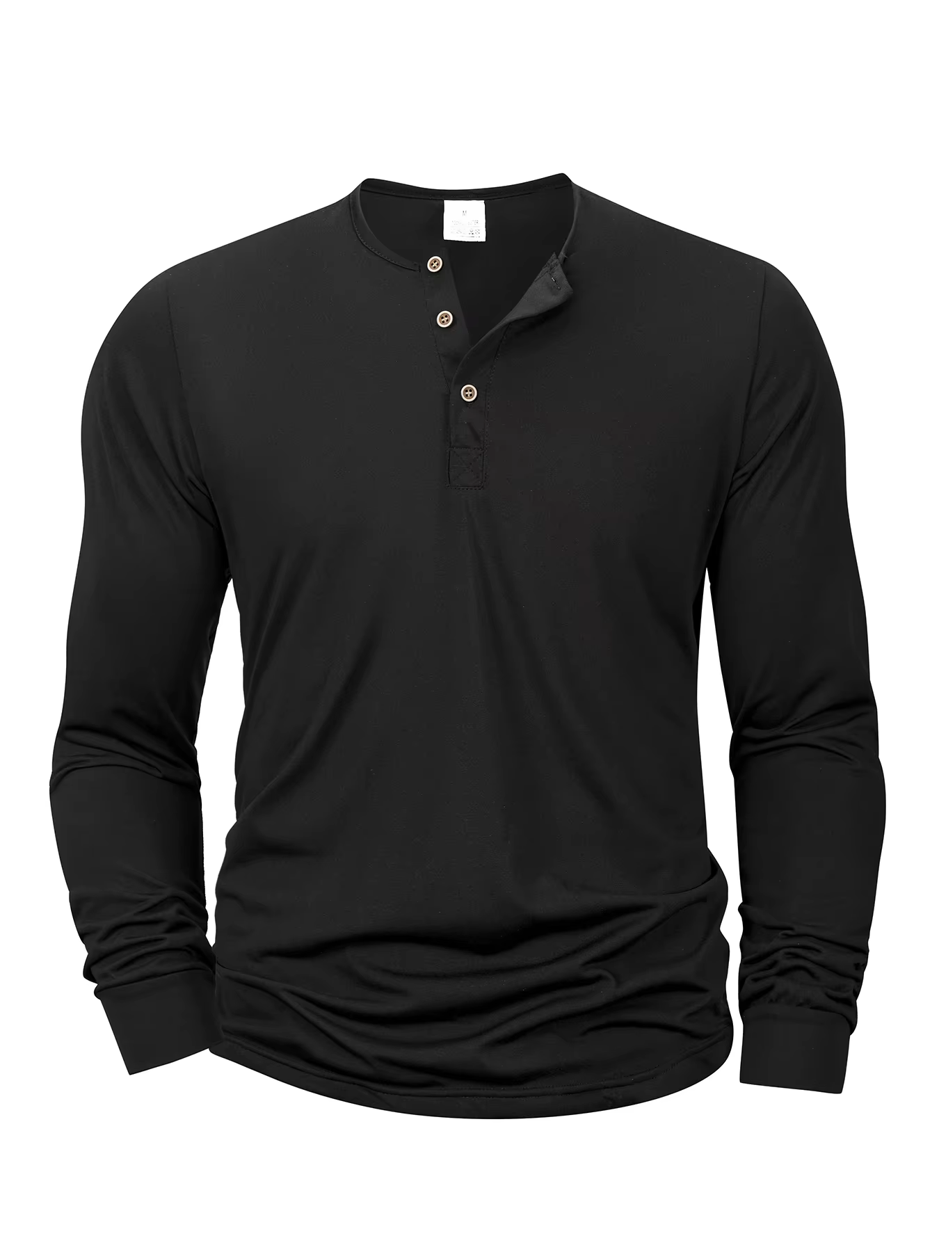 T-shirt à manches longues pour hommes, col Henley, coupe cintrée, chemise à bascule, hauts de Fitnes