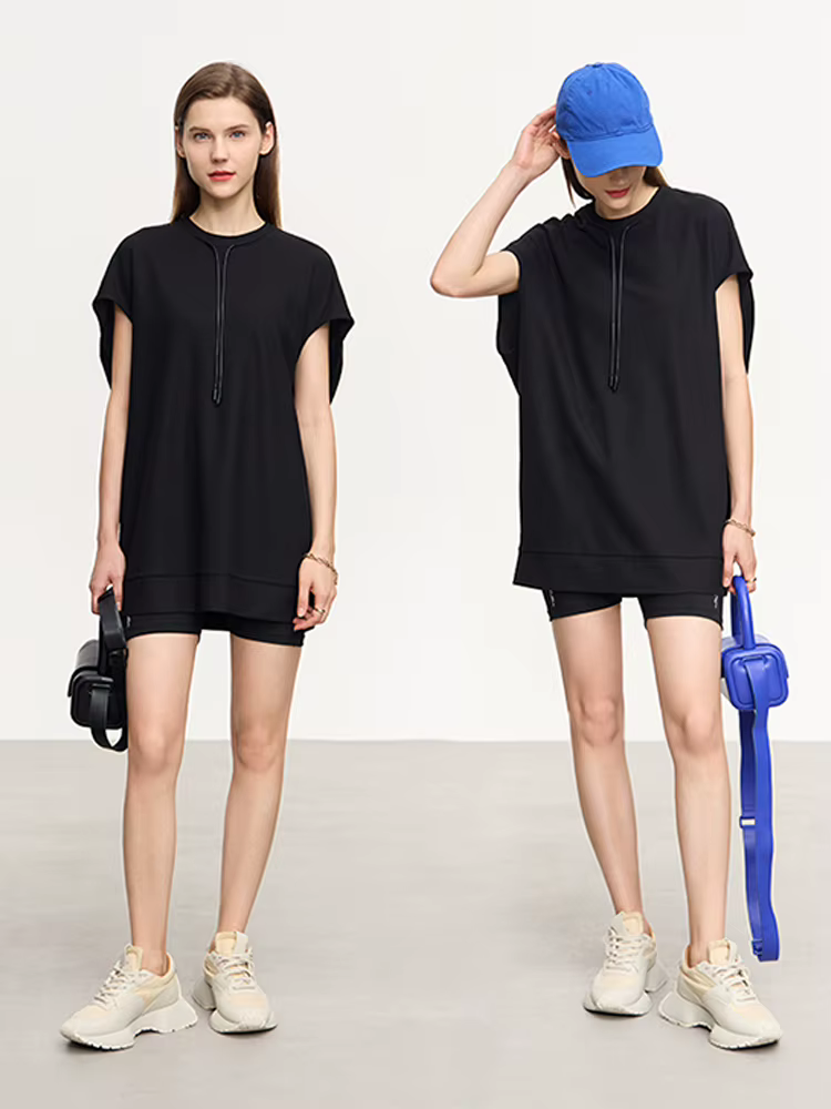 AMII-T-shirt minimaliste à manches courtes pour femme, décontracté, de couleur unie, 2023, été, 1234