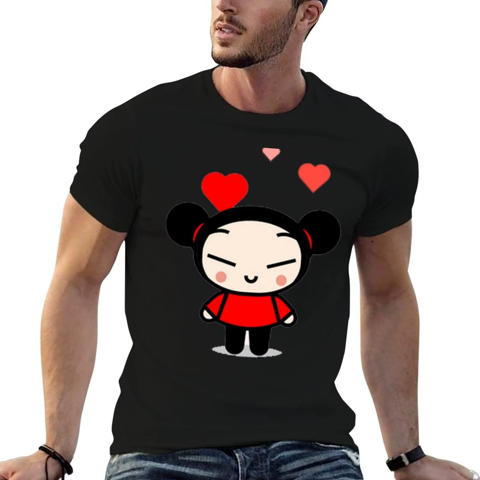 Pucca T-Shirt t-shirt essentiel imprimé pour homme, t-shirt personnalisé