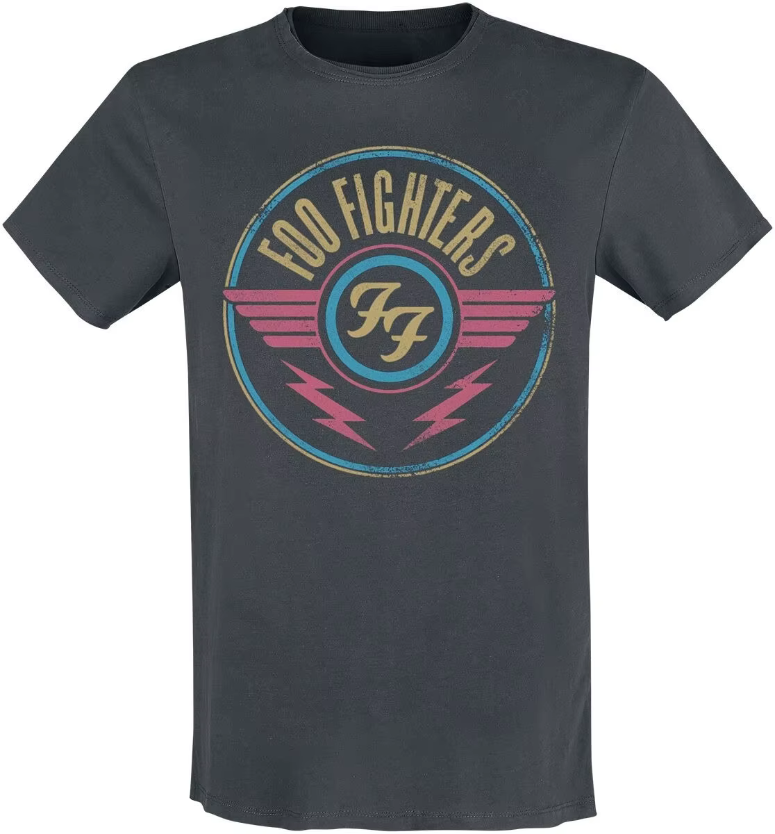 Foo Fighters FF Logo Retro Emblem Print T-shirt en coton imprimé, style rock alternatif, streetwear,