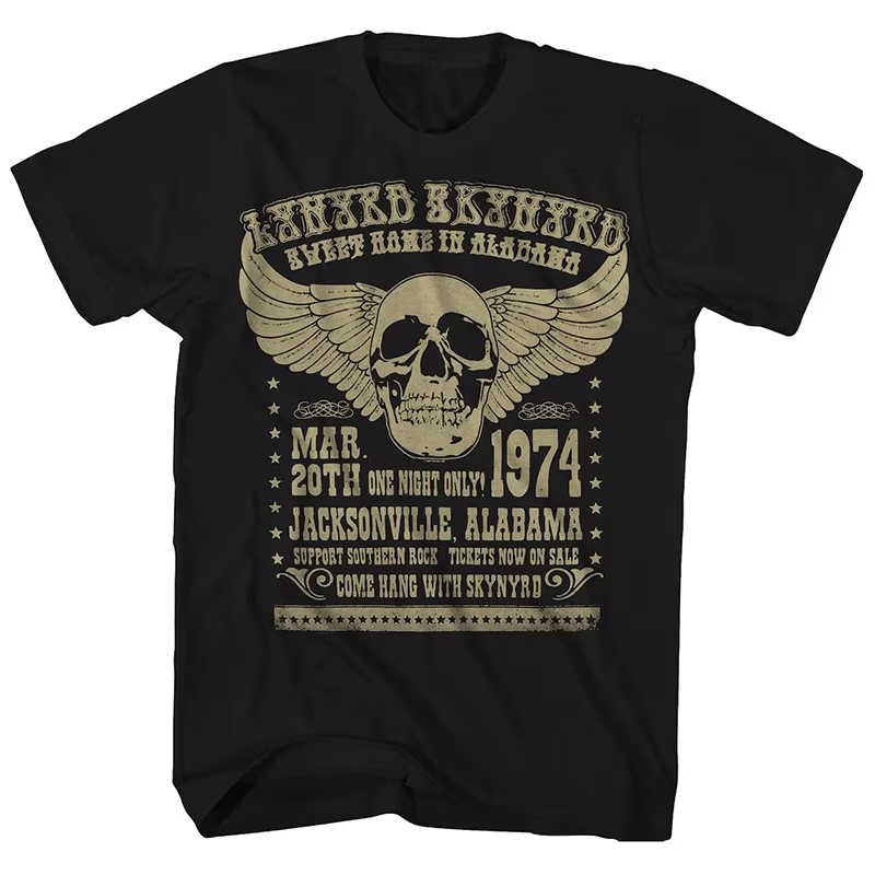 Groupe de rock sud-americain Lynyrd Skynyrd - T-shirt américain à manches courtes