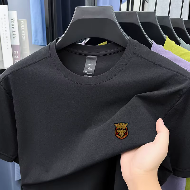 badge de marque brodé manches courtes hommes t-shirt de luxe designer de mode nouveau été col rond d