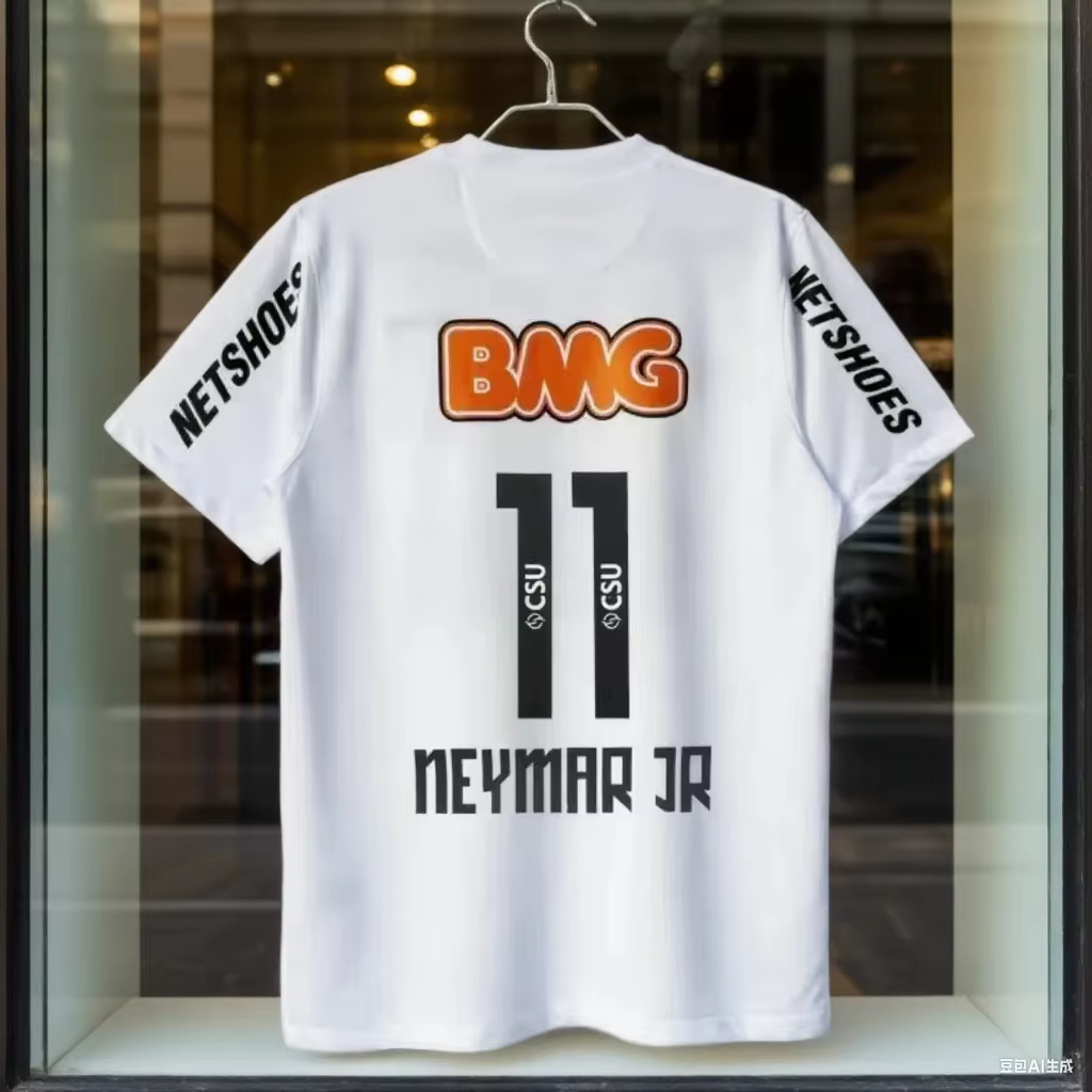 SummerClassic 11-12 Santossi Maillot de football en pur coton rétro Little Neymar Football Hommes et