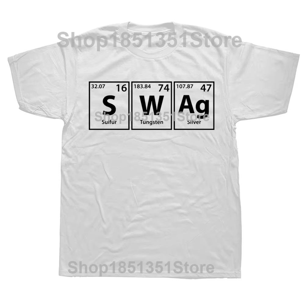 T-shirt graphique Swag (S-W-Ag) pour hommes, coton, manches courtes, style streetwear, orthographe p