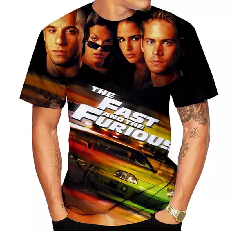 Mode rapide et furieux impression 3D T-Shirts hommes femmes col rond manches courtes t-shirt surdime